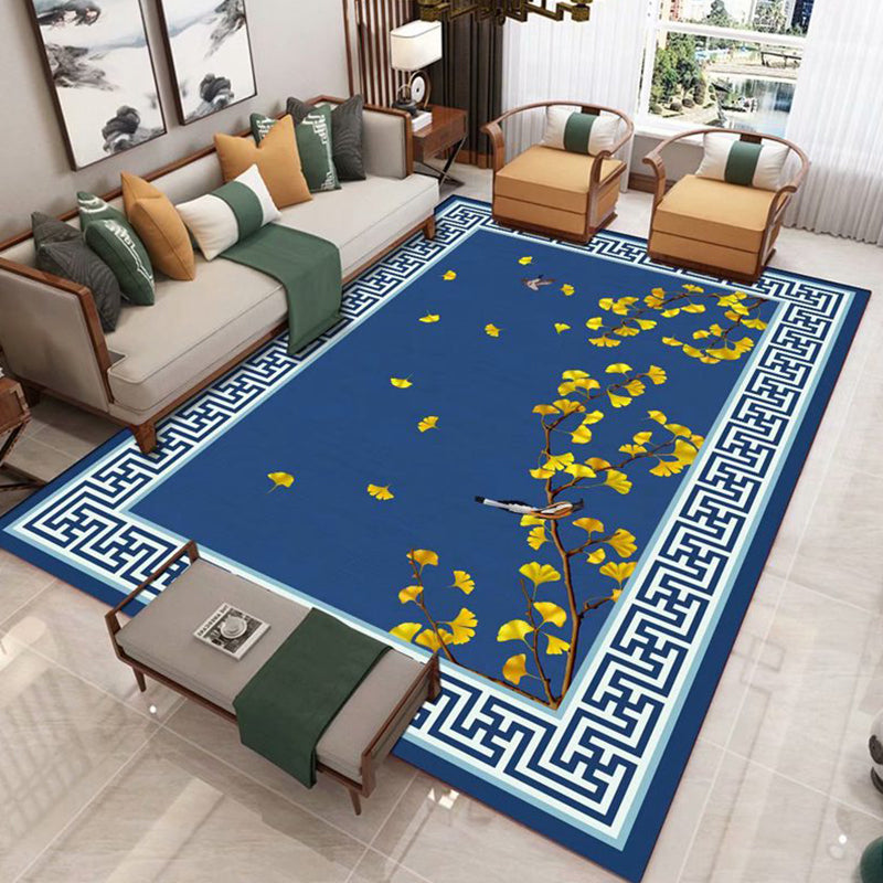 Vintage Parlor Rug Multi-Colored Floral Patterned Indoor Rug Synthetics Anti-Slip Backing Pet Friendly Carpet Blue Clearhalo 'Area Rug' 'Rug' 2333114