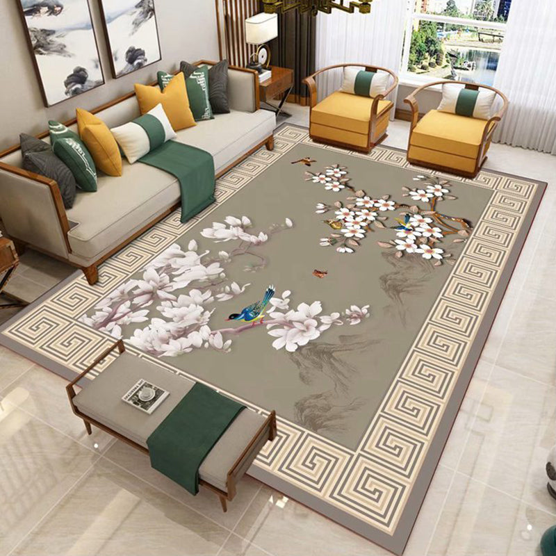 Vintage Parlor Rug Multi-Colored Floral Patterned Indoor Rug Synthetics Anti-Slip Backing Pet Friendly Carpet Khaki Clearhalo 'Area Rug' 'Rug' 2333118