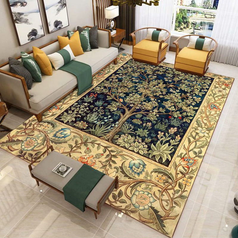 Vintage Parlor Rug Multi-Colored Floral Patterned Indoor Rug Synthetics Anti-Slip Backing Pet Friendly Carpet Yellow Clearhalo 'Area Rug' 'Rug' 2333120