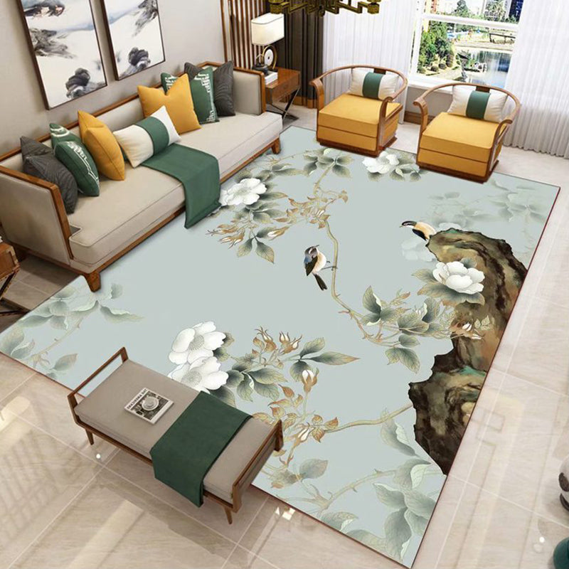 Vintage Parlor Rug Multi-Colored Floral Patterned Indoor Rug Synthetics Anti-Slip Backing Pet Friendly Carpet Light Green Clearhalo 'Area Rug' 'Rug' 2333121