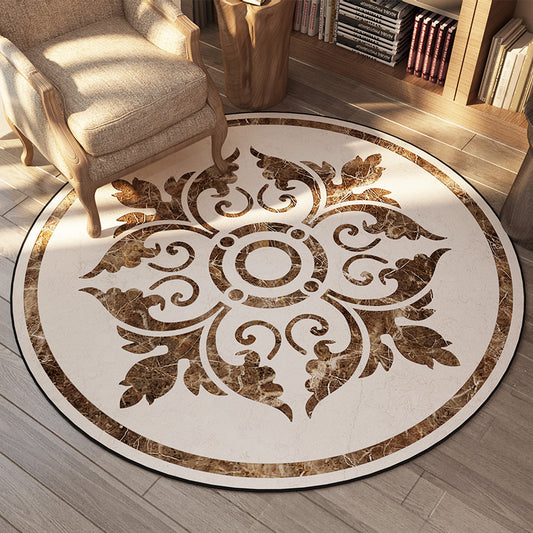 Olden Decoration Rug Multi Color Flower Printed Area Carpet Polyster Non-Slip Backing Stain-Resistant Indoor Rug Chocolate Clearhalo 'Area Rug' 'Rugs' 'Vintage' Rug' 2333150