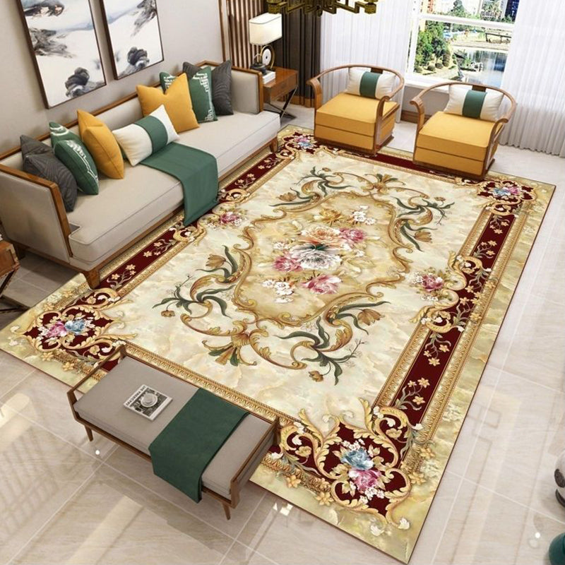 Nostalgia Living Room Rug Multi Colored Floral Printed Area Rug Synthetics Anti-Slip Backing Easy Care Indoor Rug Clearhalo 'Area Rug' 'Rugs' 'Vintage' Rug' 2333166