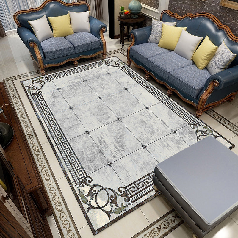 Multi Color Geometric Print Rug Polyster Retro Indoor Rug Non-Slip Backing Stain-Resistant Area Carpet for Living Room Grey Clearhalo 'Area Rug' 'Rugs' 'Vintage' Rug' 2333201