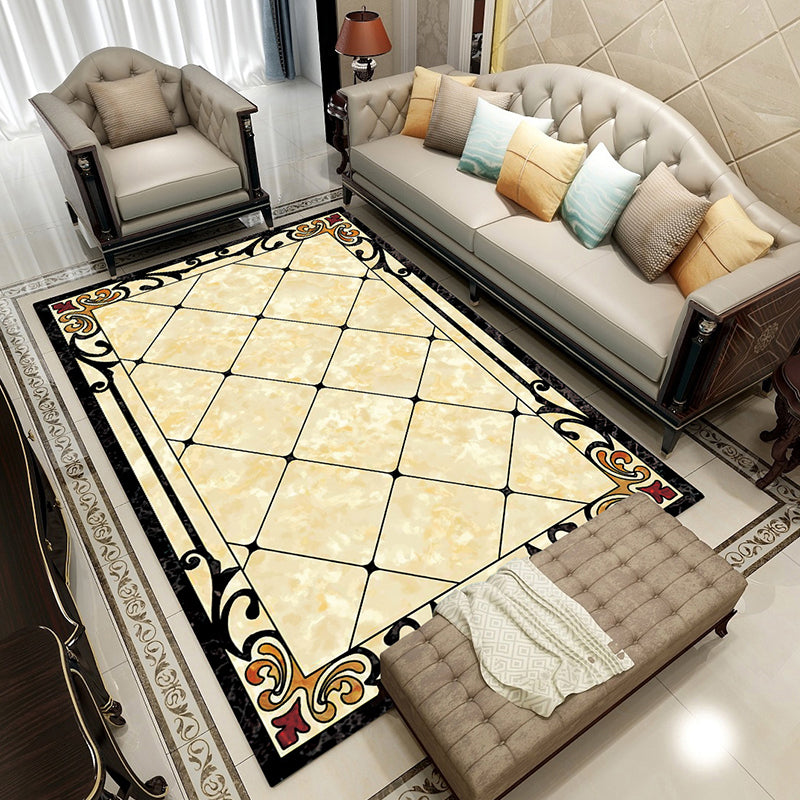 Multi Color Geometric Print Rug Polyster Retro Indoor Rug Non-Slip Backing Stain-Resistant Area Carpet for Living Room Beige Clearhalo 'Area Rug' 'Rugs' 'Vintage' Rug' 2333204