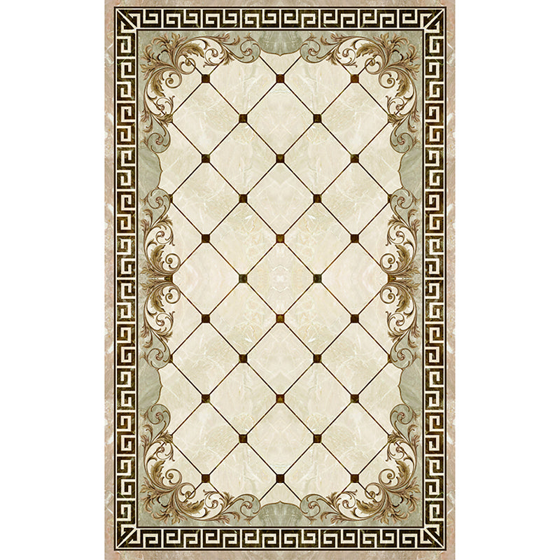 Formal Living Room Rug Multi Color Geometric Pattern Area Carpet Leather Non-Slip Backing Pet Friendly Easy Care Rug Beige Clearhalo 'Area Rug' 'Rugs' 'Vintage' Rug' 2333213