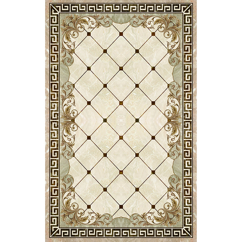 Formal Living Room Rug Multi Color Geometric Pattern Area Carpet Leather Non-Slip Backing Pet Friendly Easy Care Rug Beige Clearhalo 'Area Rug' 'Rugs' 'Vintage' Rug' 2333213
