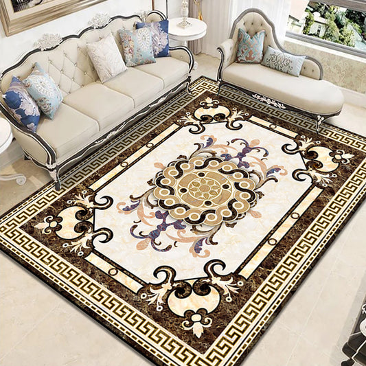 Nostalgia Geometric Printed Rug Multi Colored Polyster Indoor Rug Non-Slip Backing Pet Friendly Carpet for Living Room Light Brown Clearhalo 'Area Rug' 'Rugs' 'Vintage' Rug' 2333221