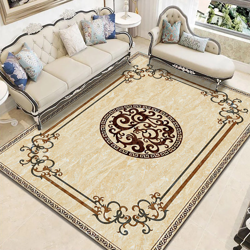 Nostalgia Geometric Printed Rug Multi Colored Polyster Indoor Rug Non-Slip Backing Pet Friendly Carpet for Living Room Camel Clearhalo 'Area Rug' 'Rugs' 'Vintage' Rug' 2333225