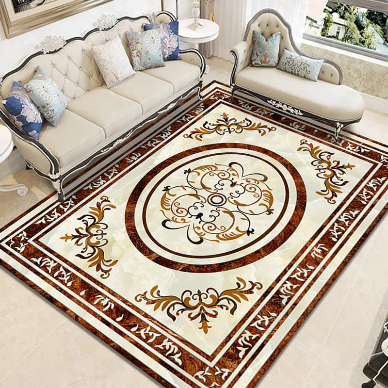 Nostalgia Geometric Printed Rug Multi Colored Polyster Indoor Rug Non-Slip Backing Pet Friendly Carpet for Living Room Light Coffee Clearhalo 'Area Rug' 'Rugs' 'Vintage' Rug' 2333228