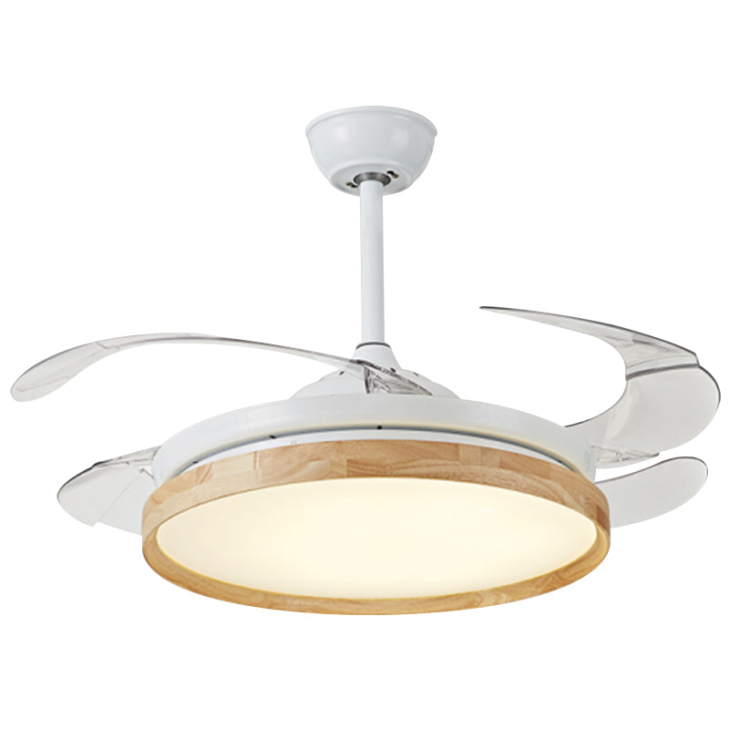3 Blades Round Ceiling Fan Lamp Nordic Acrylic Dining Room LED Semi Mount Lighting in Wood Clearhalo 'Ceiling Fans with Lights' 'Ceiling Fans' 'Modern Ceiling Fans' 'Modern' Lighting' 2333595