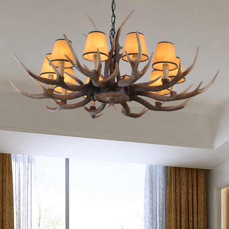 4/6/8-Light Conical Chandelier Light Traditional Brown Resin Suspension Pendant for Kitchen Island Clearhalo 'Ceiling Lights' 'Chandeliers' Lighting' options 233430