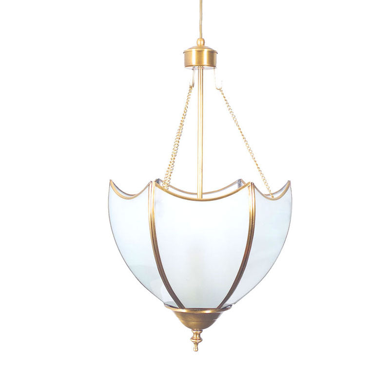 Brass Dome Chandelier Lamp Retro 5 Heads White Glass Ceiling Pendant Light for Living Room Clearhalo 'Ceiling Lights' 'Chandeliers' 'Glass shade' 'Glass' Lighting' 233453