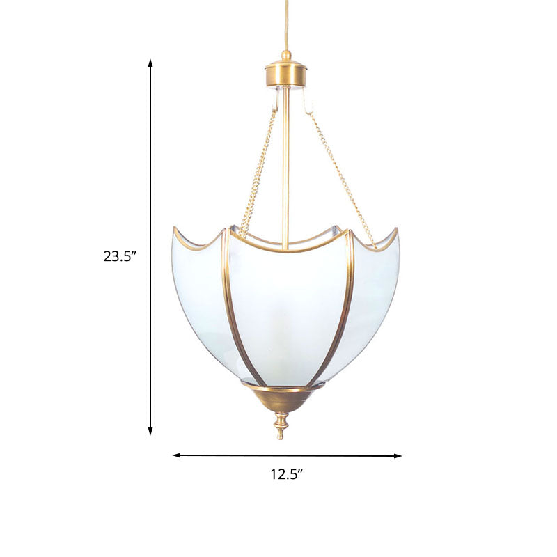 Brass Dome Chandelier Lamp Retro 5 Heads White Glass Ceiling Pendant Light for Living Room Clearhalo 'Ceiling Lights' 'Chandeliers' 'Glass shade' 'Glass' Lighting' 233454