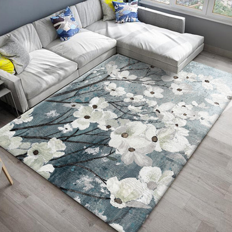 Minimalist Living Room Rug Multi Color Plant Patterned Rug Synthetics Anti-Slip Backing Easy Care Area Carpet White Clearhalo 'Area Rug' 'Modern' 'Rugs' Rug' 2335023