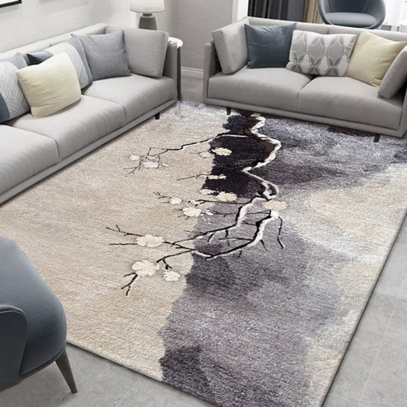 Minimalist Living Room Rug Multi Color Plant Patterned Rug Synthetics Anti-Slip Backing Easy Care Area Carpet Gray-Khaki Clearhalo 'Area Rug' 'Modern' 'Rugs' Rug' 2335025