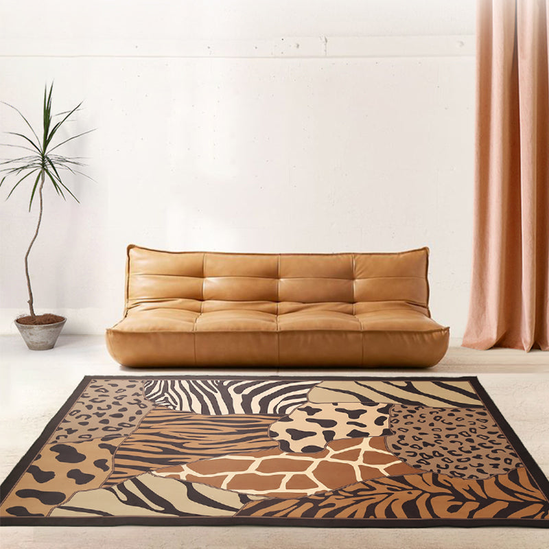 Brown Casual Rug Polypropylene Animal Printed Indoor Rug Non-Slip Backing Pet Friendly Area Carpet for Home Decoration Clearhalo 'Area Rug' 'Casual' 'Rugs' Rug' 2335027