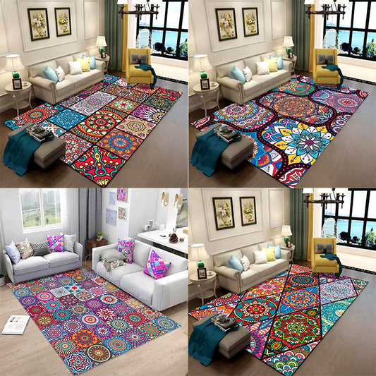 Oriental Floral Print Rug Multi Color Cotton Blend Area Carpet Non-Slip Backing Pet Friendly Indoor Rug for Living Room Clearhalo 'Area Rug' 'Moroccan' 'Rugs' Rug' 2335116