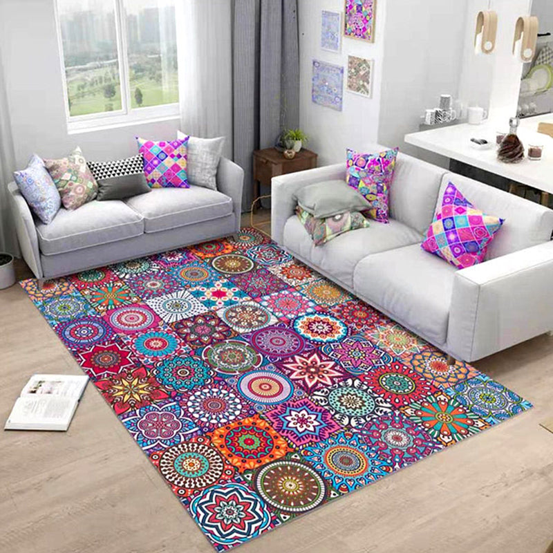 Oriental Floral Print Rug Multi Color Cotton Blend Area Carpet Non-Slip Backing Pet Friendly Indoor Rug for Living Room Clearhalo 'Area Rug' 'Moroccan' 'Rugs' Rug' 2335119