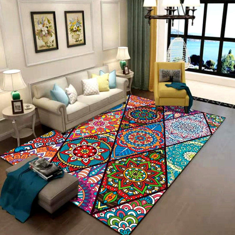 Oriental Floral Print Rug Multi Color Cotton Blend Area Carpet Non-Slip Backing Pet Friendly Indoor Rug for Living Room Clearhalo 'Area Rug' 'Moroccan' 'Rugs' Rug' 2335121