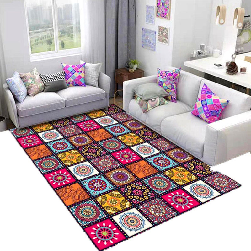 Oriental Floral Print Rug Multi Color Cotton Blend Area Carpet Non-Slip Backing Pet Friendly Indoor Rug for Living Room Clearhalo 'Area Rug' 'Moroccan' 'Rugs' Rug' 2335124