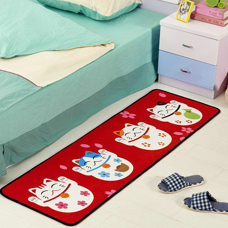 Minimalist Cartoon Printed Rug Multi Colored Polyster Indoor Rug Non-Slip Backing Pet Friendly Area Carpet for Kids Room Light Red Clearhalo 'Area Rug' 'Rug' 2335126