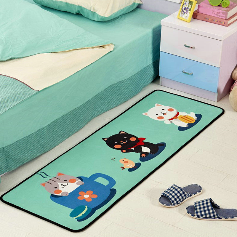 Minimalist Cartoon Printed Rug Multi Colored Polyster Indoor Rug Non-Slip Backing Pet Friendly Area Carpet for Kids Room Lake Green Clearhalo 'Area Rug' 'Rug' 2335133