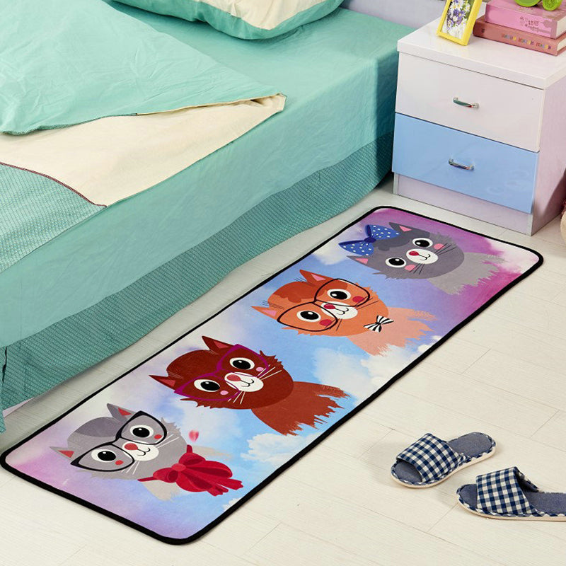 Minimalist Cartoon Printed Rug Multi Colored Polyster Indoor Rug Non-Slip Backing Pet Friendly Area Carpet for Kids Room Blue-White Clearhalo 'Area Rug' 'Rug' 2335136