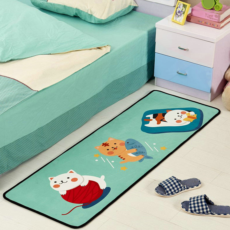 Minimalist Cartoon Printed Rug Multi Colored Polyster Indoor Rug Non-Slip Backing Pet Friendly Area Carpet for Kids Room Light Green Clearhalo 'Area Rug' 'Rug' 2335137