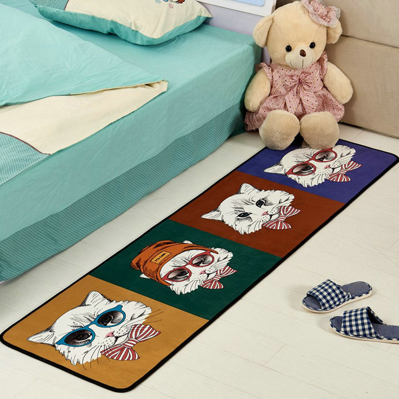 Minimalist Cartoon Printed Rug Multi Colored Polyster Indoor Rug Non-Slip Backing Pet Friendly Area Carpet for Kids Room Green Clearhalo 'Area Rug' 'Rug' 2335138