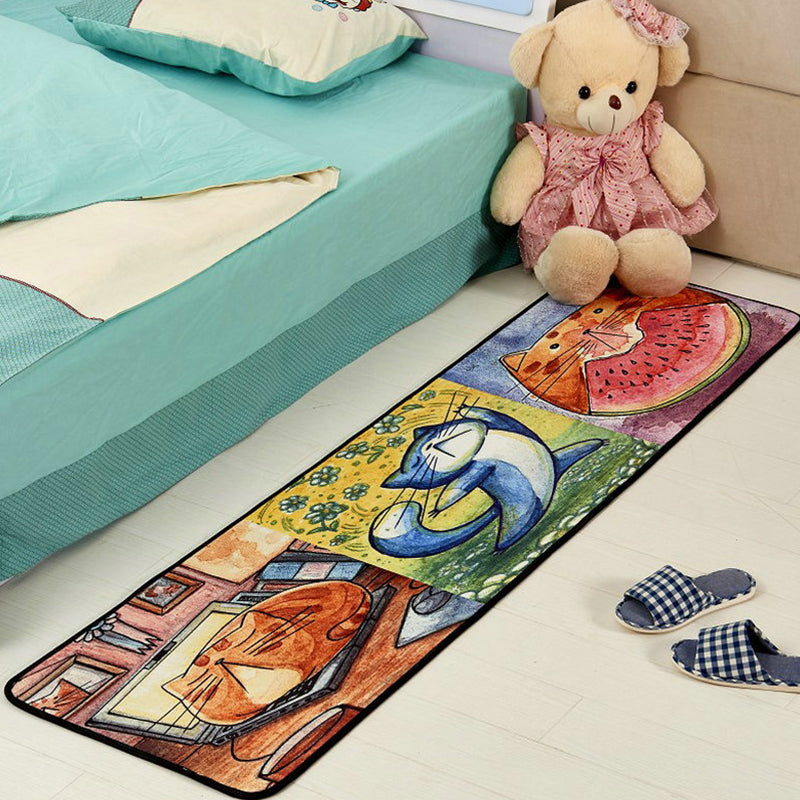 Minimalist Cartoon Printed Rug Multi Colored Polyster Indoor Rug Non-Slip Backing Pet Friendly Area Carpet for Kids Room Orange Clearhalo 'Area Rug' 'Rug' 2335140