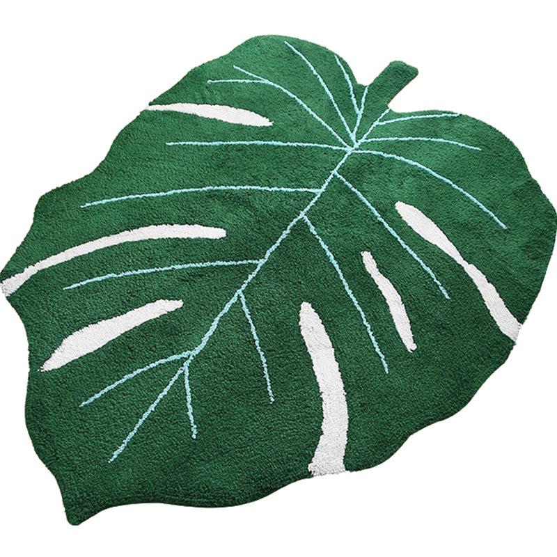 Irregular Shape Leaf Print Rug Blackish Green Nordic Indoor Rug Cotton Pet Friendly Easy Care Area Carpet for Living Room Blackish Green 3'7" x 4'11" Clearhalo 'Area Rug' 'Rug' 2335174