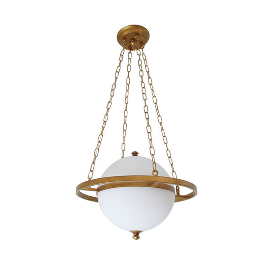 Nordic Sphere Suspension Pendant Opal Glass 1 Head Hanging Light Fixture in Gold for Living Room Clearhalo 'Ceiling Lights' 'Chandeliers' 'Glass shade' 'Glass' 'Pendant Lights' 'Pendants' Lighting' 233526