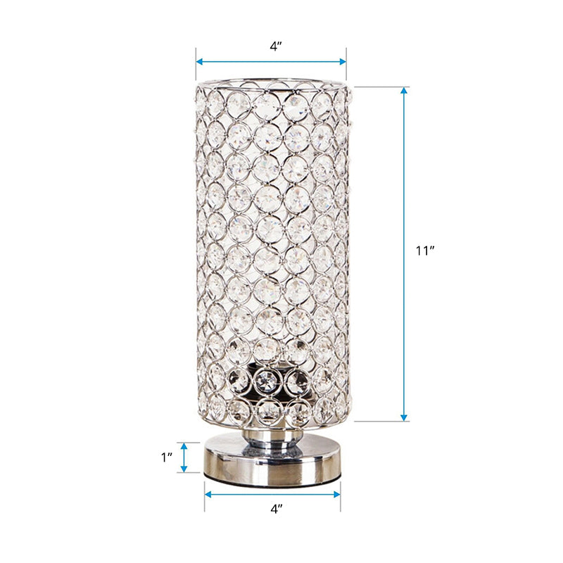 Crystal Pole Shaped Night Light Minimalist Single Chrome Finish Table Lamp for Bedroom Clearhalo 'Lamps' 'Table Lamps' Lighting' 2335777