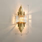 Quad Shaped Crystal Wall Light Post-Modern Gold Finish Wall Sconce Lighting for Stairs Gold Cone Clearhalo 'Cast Iron' 'Glass' 'Industrial' 'Modern wall lights' 'Modern' 'Tiffany' 'Traditional wall lights' 'Wall Lamps & Sconces' 'Wall Lights' Lighting' 2335786