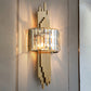 Quad Shaped Crystal Wall Light Post-Modern Gold Finish Wall Sconce Lighting for Stairs Clearhalo 'Cast Iron' 'Glass' 'Industrial' 'Modern wall lights' 'Modern' 'Tiffany' 'Traditional wall lights' 'Wall Lamps & Sconces' 'Wall Lights' Lighting' 2335789