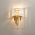 Quad Shaped Crystal Wall Light Post-Modern Gold Finish Wall Sconce Lighting for Stairs Gold Long Cone Clearhalo 'Cast Iron' 'Glass' 'Industrial' 'Modern wall lights' 'Modern' 'Tiffany' 'Traditional wall lights' 'Wall Lamps & Sconces' 'Wall Lights' Lighting' 2335790