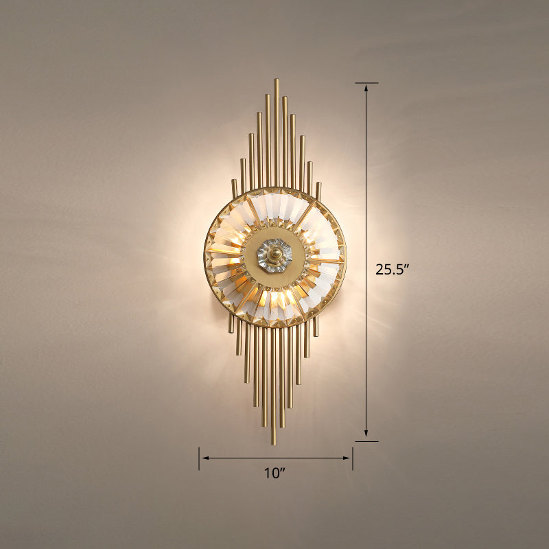 Quad Shaped Crystal Wall Light Post-Modern Gold Finish Wall Sconce Lighting for Stairs Gold Circle Clearhalo 'Cast Iron' 'Glass' 'Industrial' 'Modern wall lights' 'Modern' 'Tiffany' 'Traditional wall lights' 'Wall Lamps & Sconces' 'Wall Lights' Lighting' 2335791