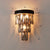 Minimalist 3-Bulb Flush Wall Sconce Black 3-Tier Wall Lighting with Crystal Shade Smoke Gray Clearhalo 'Cast Iron' 'Glass' 'Industrial' 'Modern wall lights' 'Modern' 'Tiffany' 'Traditional wall lights' 'Wall Lamps & Sconces' 'Wall Lights' Lighting' 2335809
