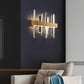 Stick Shaped Crystal Wall Lighting Minimalistic Gold Finish LED Sconce Fixture for Bedroom Gold Square Plate Clearhalo 'Cast Iron' 'Glass' 'Industrial' 'Modern wall lights' 'Modern' 'Tiffany' 'Traditional wall lights' 'Wall Lamps & Sconces' 'Wall Lights' Lighting' 2335831