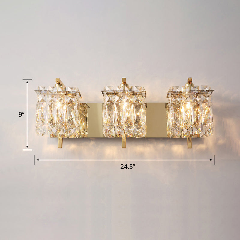 Modern Wall Mount Lighting Rectangle Sconce Light Fixture with Beveled Crystal Shade 3.0 Gold Clearhalo 'Cast Iron' 'Glass' 'Industrial' 'Modern wall lights' 'Modern' 'Tiffany' 'Traditional wall lights' 'Wall Lamps & Sconces' 'Wall Lights' Lighting' 2335840