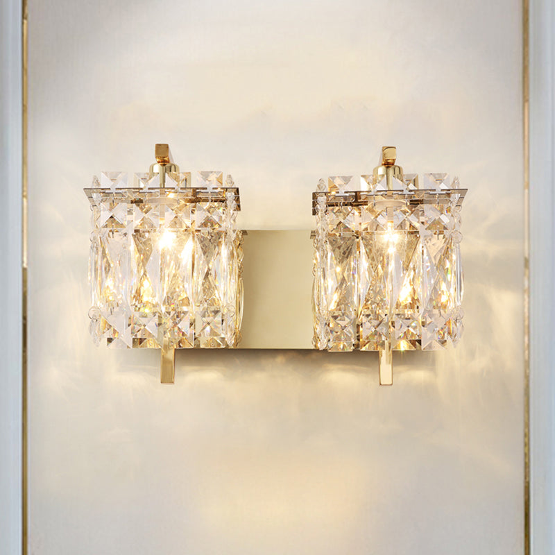 Modern Wall Mount Lighting Rectangle Sconce Light Fixture with Beveled Crystal Shade Clearhalo 'Cast Iron' 'Glass' 'Industrial' 'Modern wall lights' 'Modern' 'Tiffany' 'Traditional wall lights' 'Wall Lamps & Sconces' 'Wall Lights' Lighting' 2335841