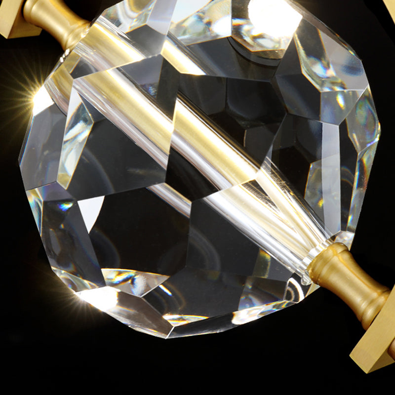Beveled K9 Crystal Ball Hanging Lamp Minimalist Golden LED Suspension Light for Bedroom Clearhalo 'Ceiling Lights' 'Modern Pendants' 'Modern' 'Pendant Lights' 'Pendants' Lighting' 2335851