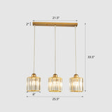 Prismatic Crystal Geometric Suspension Lighting Simplicity 3-Head Gold Pendant Lamp for Dining Room Gold 25.5" Round Clearhalo 'Ceiling Lights' 'Modern Pendants' 'Modern' 'Pendant Lights' 'Pendants' Lighting' 2335860