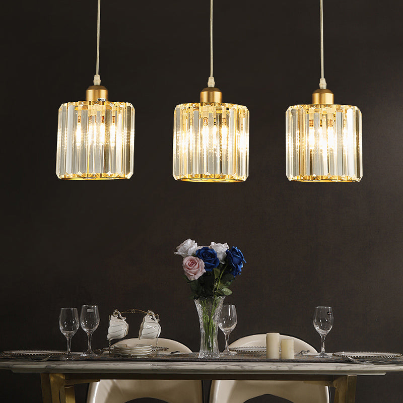 Prismatic Crystal Geometric Suspension Lighting Simplicity 3-Head Gold Pendant Lamp for Dining Room Clearhalo 'Ceiling Lights' 'Modern Pendants' 'Modern' 'Pendant Lights' 'Pendants' Lighting' 2335861