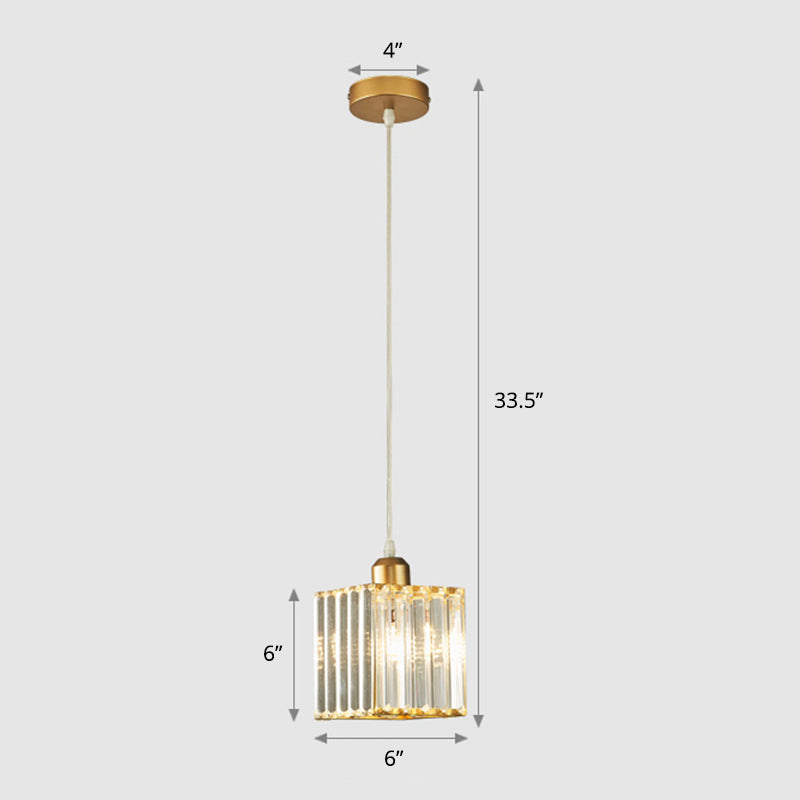 Prismatic Crystal Geometric Suspension Lighting Simplicity 3-Head Gold Pendant Lamp for Dining Room Gold 6" Square Plate Clearhalo 'Ceiling Lights' 'Modern Pendants' 'Modern' 'Pendant Lights' 'Pendants' Lighting' 2335866