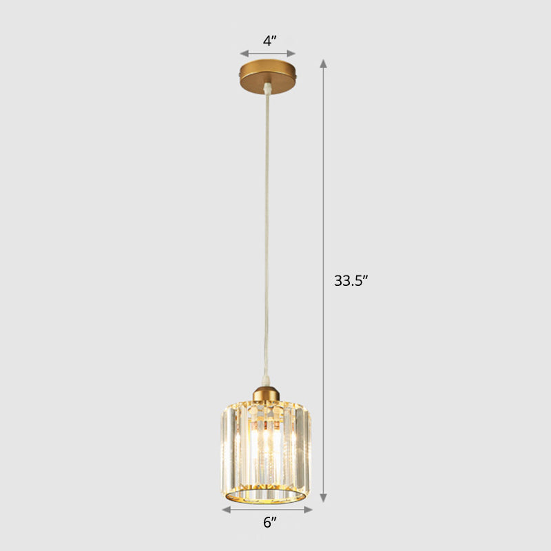 Prismatic Crystal Geometric Suspension Lighting Simplicity 3-Head Gold Pendant Lamp for Dining Room Gold 6" Round Clearhalo 'Ceiling Lights' 'Modern Pendants' 'Modern' 'Pendant Lights' 'Pendants' Lighting' 2335868