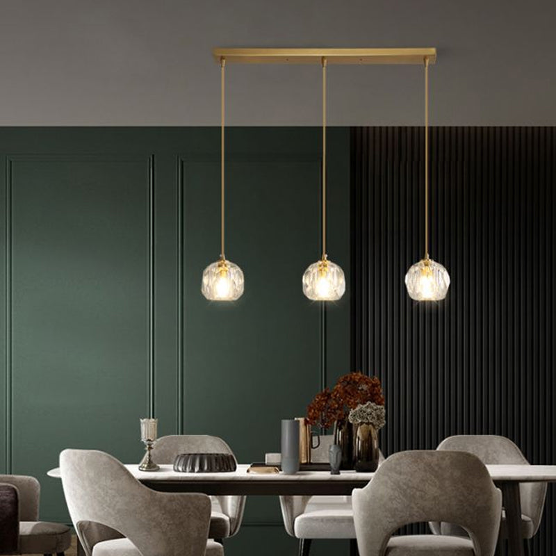 Faceted Crystal Ball Hanging Lamp Minimalism Gold Finish Suspension Pendant Light for Restaurant Clearhalo 'Ceiling Lights' 'Modern Pendants' 'Modern' 'Pendant Lights' 'Pendants' Lighting' 2335882