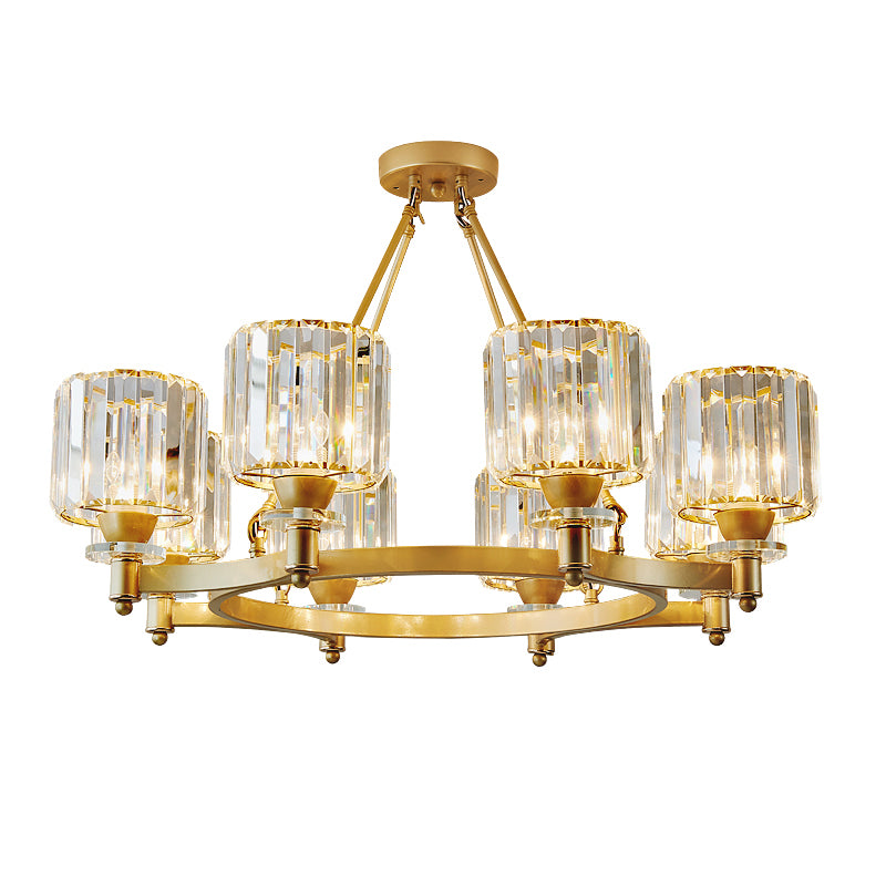 Cylindrical Ceiling Pendant Lamp Modern Crystal Living Room Chandelier Light Fixture Clearhalo 'Ceiling Lights' 'Chandeliers' 'Modern Chandeliers' 'Modern' Lighting' 2335908