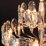 Gold Finish Round Pendant Light Post-Modern Crystal Panels Chandelier for Living Room Clearhalo 'Ceiling Lights' 'Chandeliers' 'Modern Chandeliers' 'Modern' Lighting' 2335921