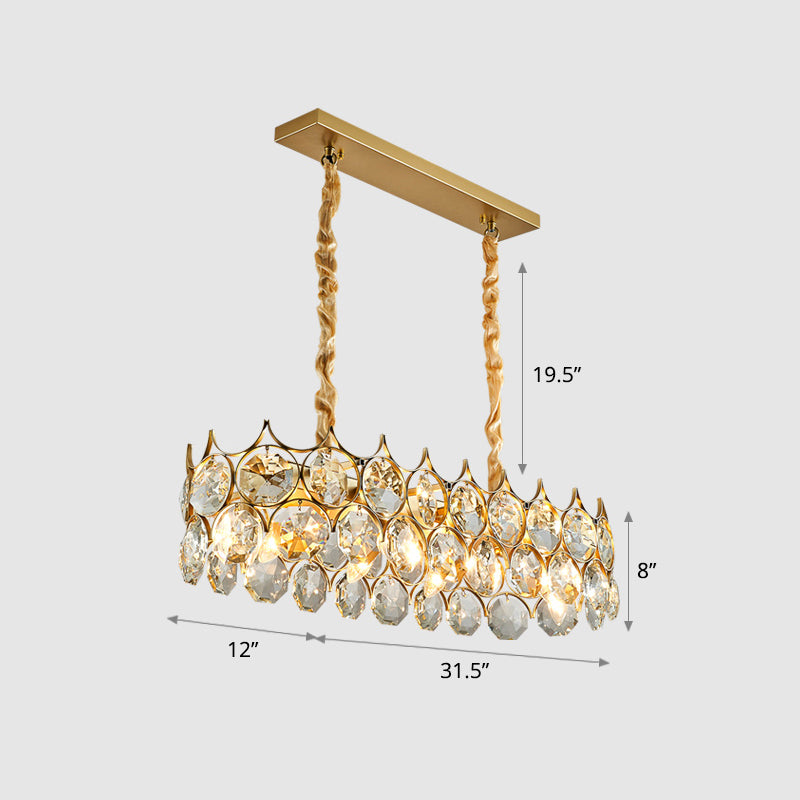 Teardrop-Like Dining Room Chandelier Crystal Postmodern Style Hanging Ceiling Light Gold 31.5" Clearhalo 'Ceiling Lights' 'Chandeliers' 'Modern Chandeliers' 'Modern' Lighting' 2335932